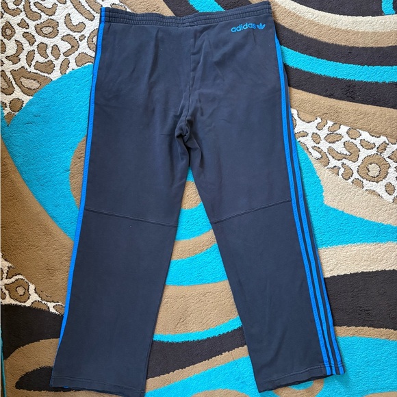 Adidas Black Joggers with 3 Stripe Blue Details - Picture 2 of 10